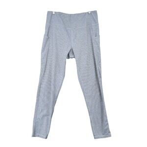 Danskin Womens Grey Striped High Waisted Leggings with Pockets Size L 9179